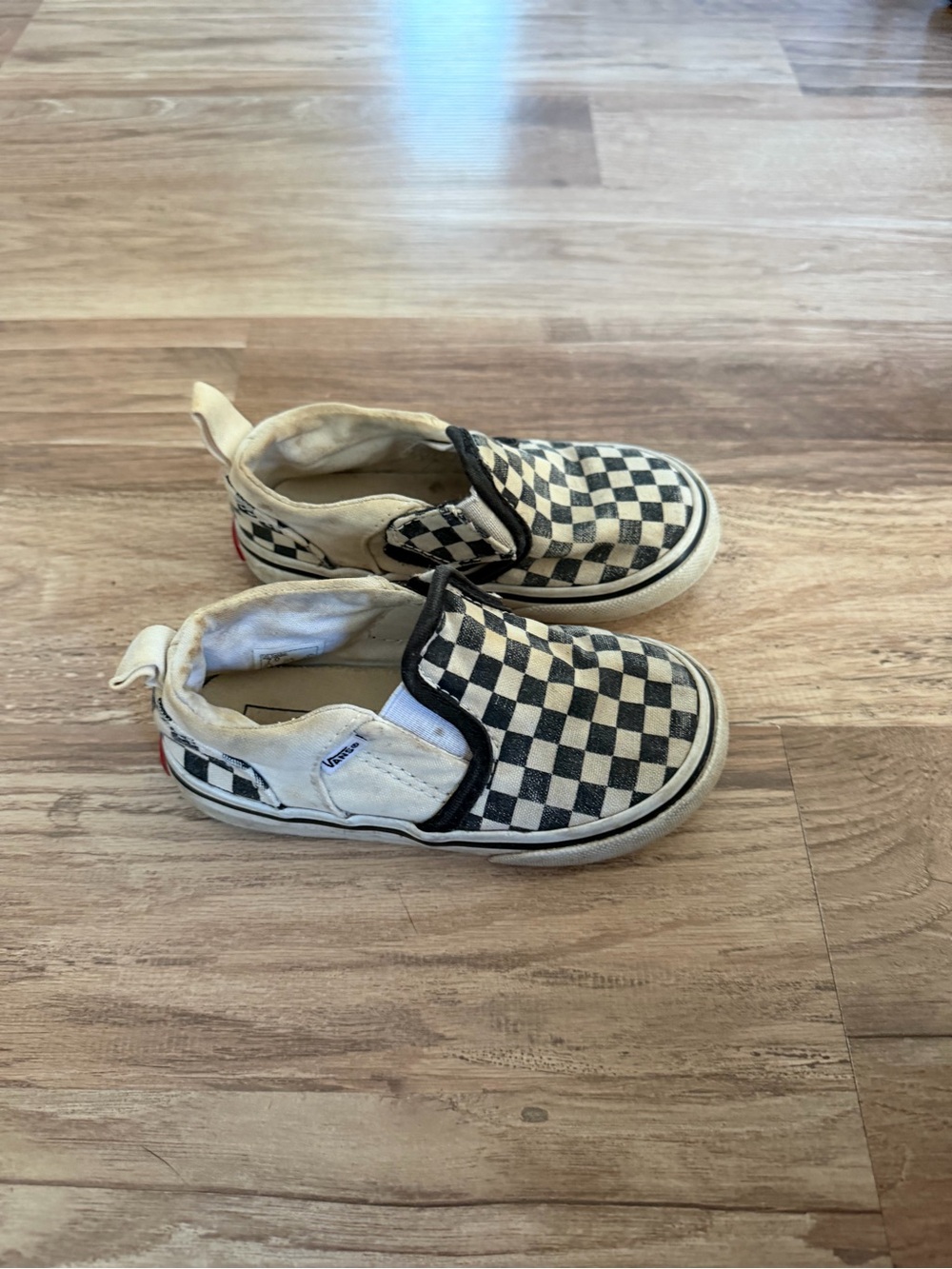 Vans Toddler Slip-On Checkerboard Canvas Shoes - Black & White
